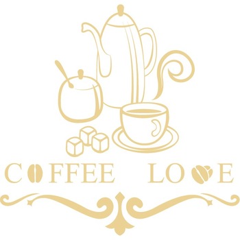 Coffee Love - Sticker Decorativ - Bej - 124 x 119 cm Coffee Love - Sticker Decorativ - Bej - 124 x 119 cm
