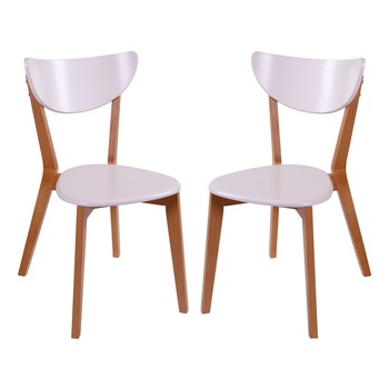 Set 2 scaune de bucatarie MODERN T, Lemn, Fag / Alb Set 2 scaune de bucatarie MODERN T, Lemn, Fag / Alb