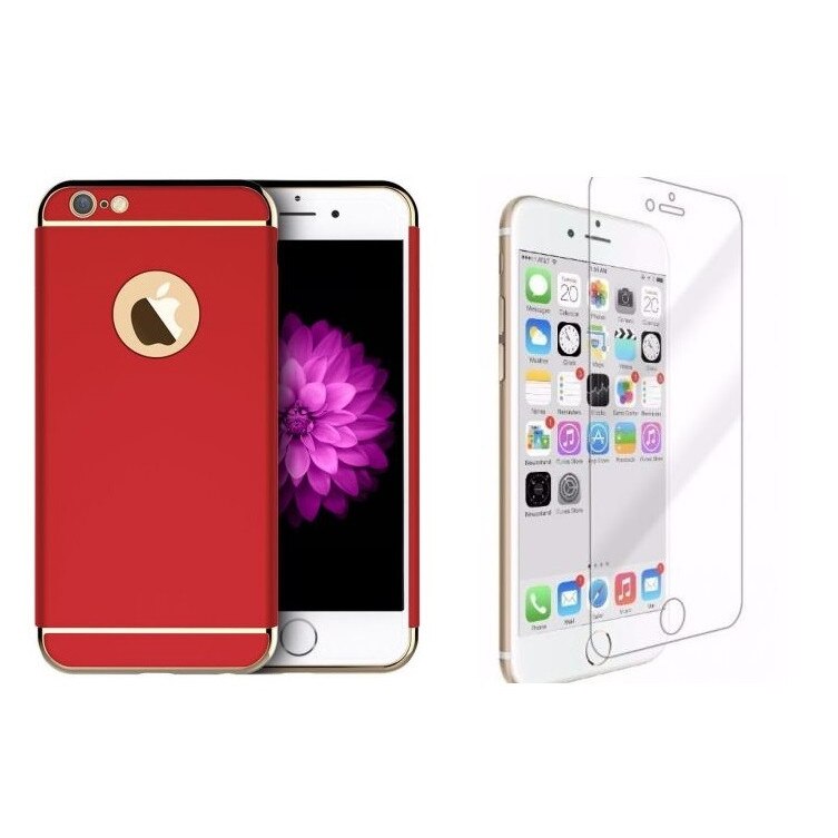 Pachet husa Apple iPhone 7 Plus,MyStyle Elegance Luxury 3in1 Red, folie de sticla gratis