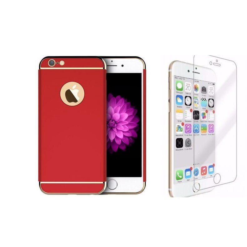 Pachet husa Apple iPhone 6/6S, MyStyle Elegance Luxury 3in1 Red, folie de sticla gratis