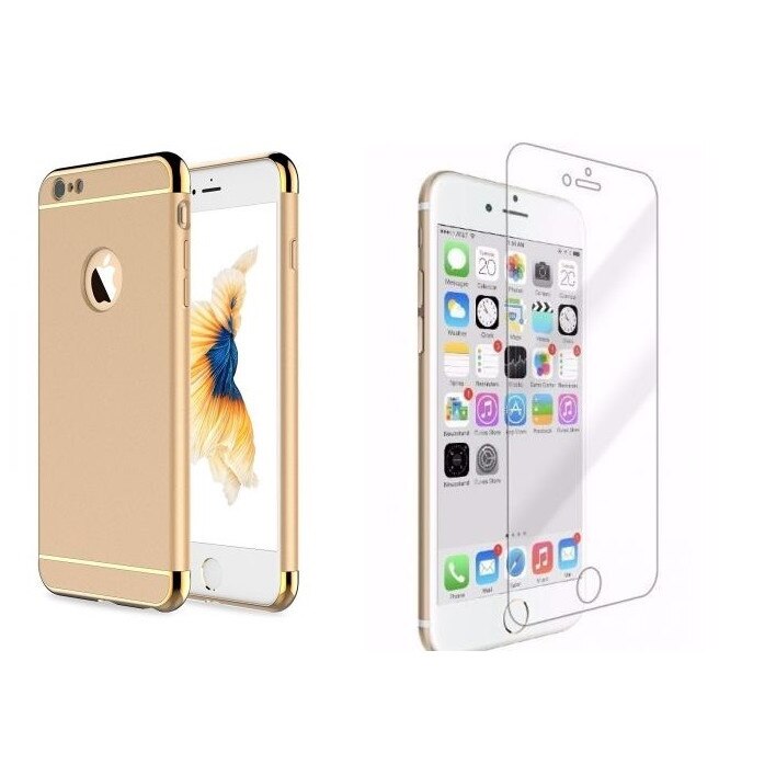 Pachet husa Apple iPhone 7 Plus, MyStyle Elegance Gold, folie de sticla gratis
