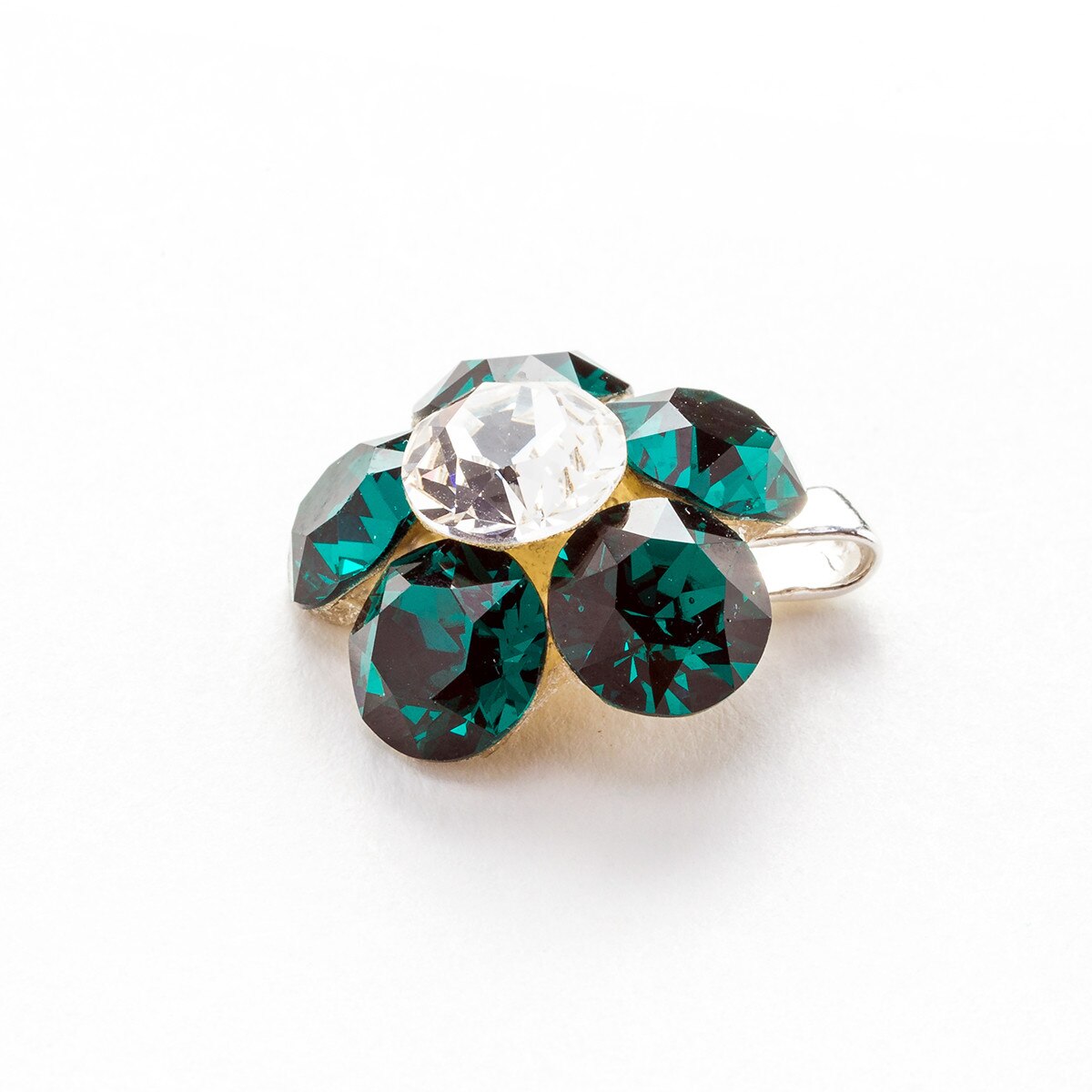 Pandantiv Argint DaviCrystals cu cristale Swarovski floare l emerald