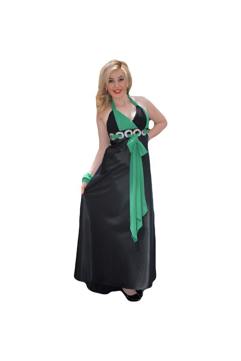 Rochie eleganta lunga,D&J Exclusive, Negru-Verde