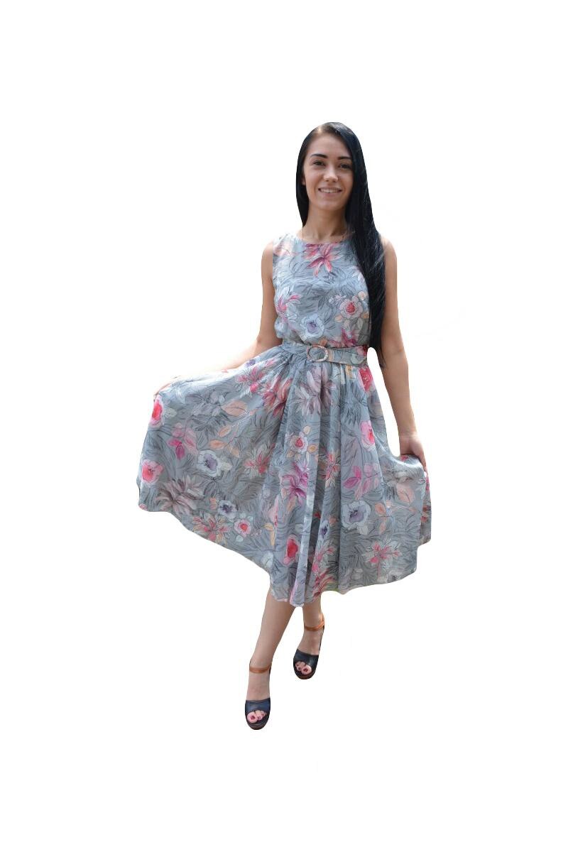 Rochie rafinata de vara, fara maneca si clos dublu,D&J Exlusive, Gri