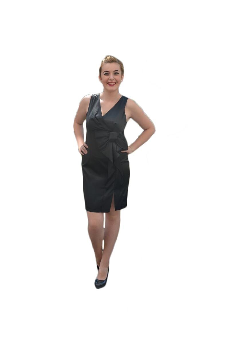 Rochie rafinata,saten,design discret dar de efect,D&J Exclusive, Negru