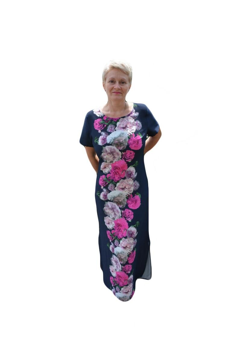 Rochie rafinata de zi cu buzunare,design colorat,D&J Exclusive, Albastru marin