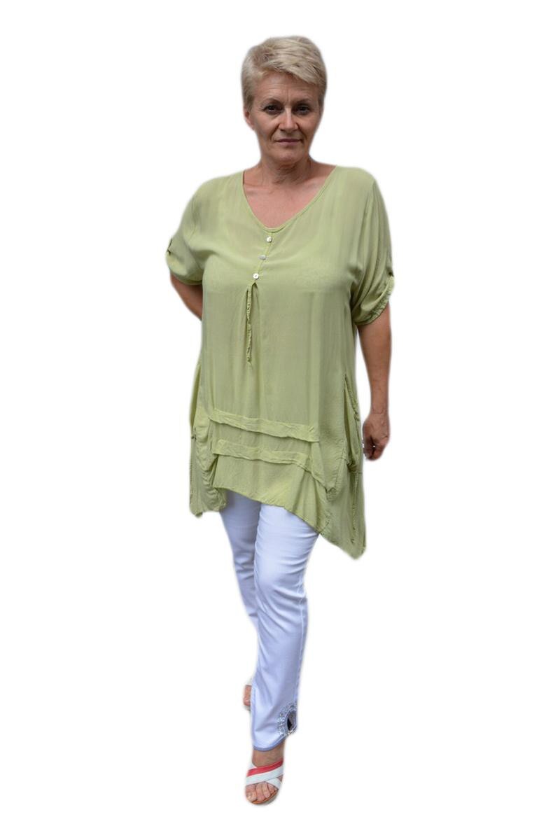 Bluza casual ,asimetrica,design de buzunare ,D&J Exclusive, Verde-Deschis