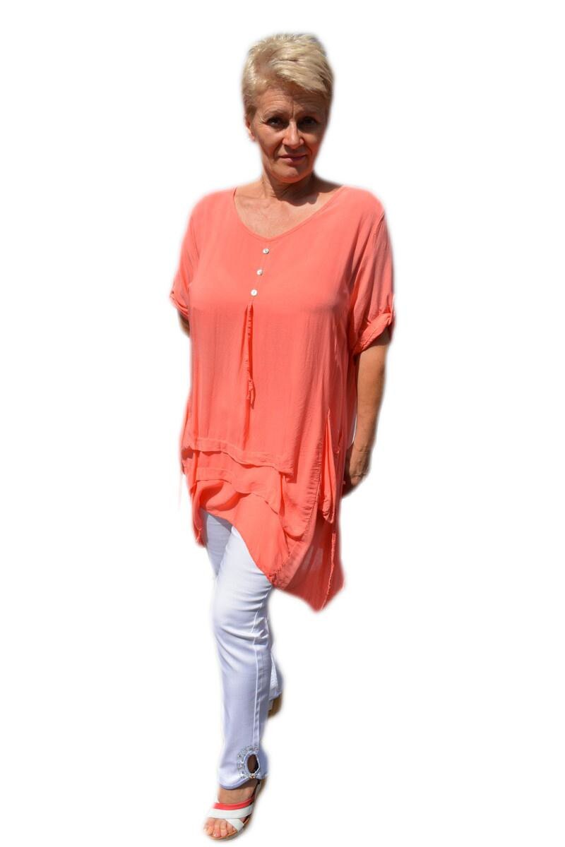 Bluza casual ,asimetrica,design de buzunare ,D&J Exclusive, Corai