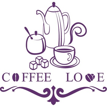 Coffee Love - Sticker Decorativ - Indigo - 124 x 119 cm Coffee Love - Sticker Decorativ - Indigo - 124 x 119 cm