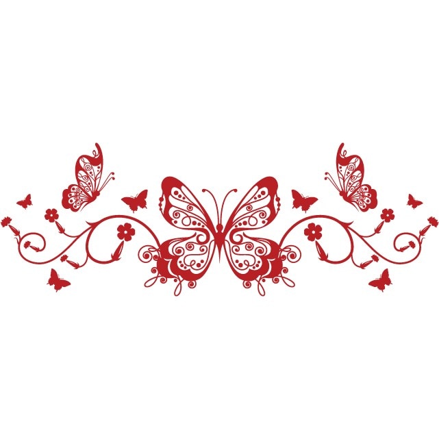 Regina fluturilor - Sticker Decorativ - Rosu Cardinal - 150 x 53 cm