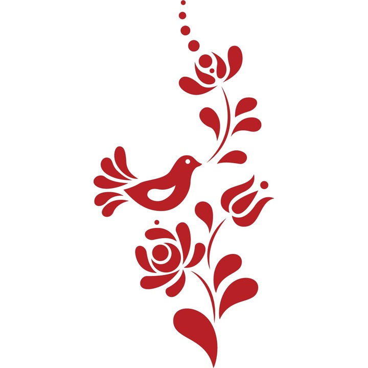 Pasare cantatoare - Sticker Decorativ - Rosu Cardinal - 66 x 135 cm