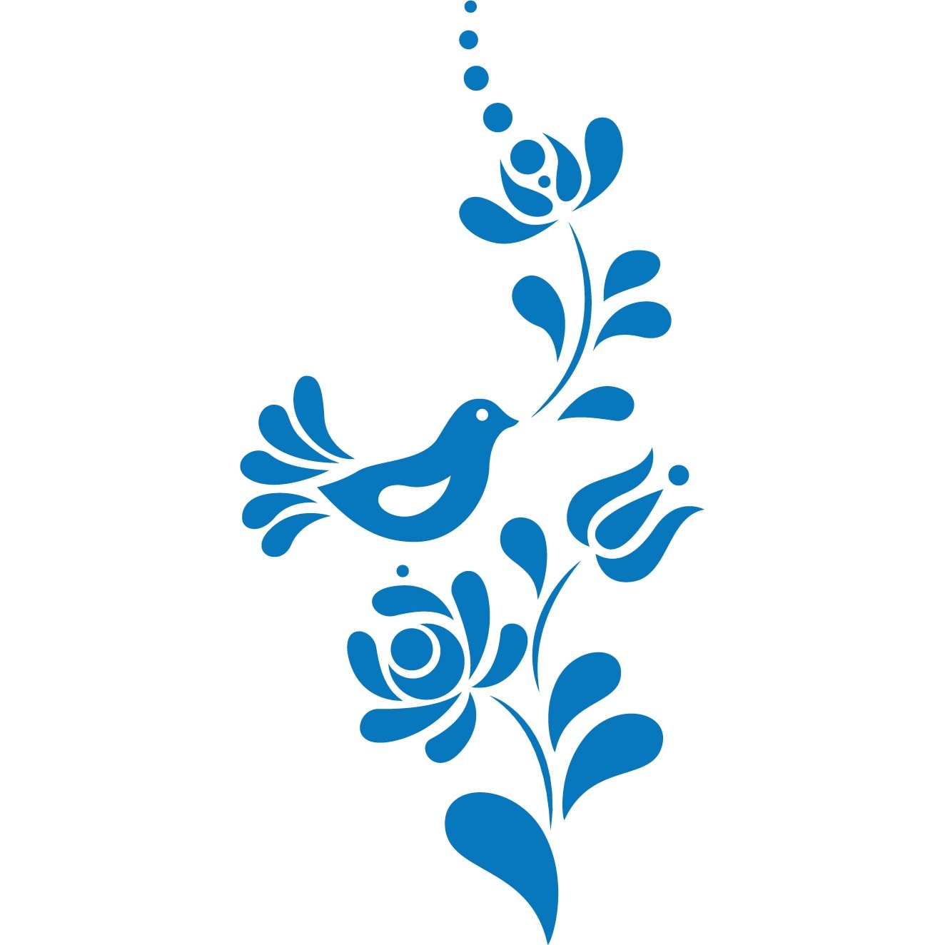 Pasare cantatoare - Sticker Decorativ - Albastru - 88 x 180 cm