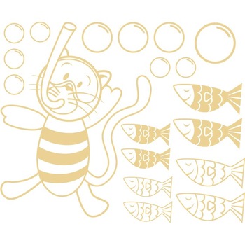 Pisica scafandru (pachet) - Sticker Decorativ - Bej - 145 x 119 cm Pisica scafandru (pachet) - Sticker Decorativ - Bej - 145 x 119 cm