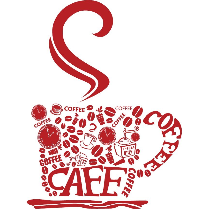 Cafeaua de dimineata - Sticker Decorativ - Rosu Cardinal - 89 x 120 cm