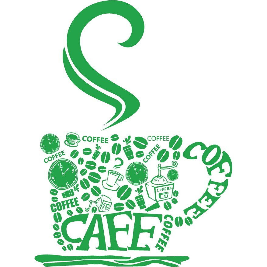 Cafeaua de dimineata - Sticker Decorativ - Verde - 89 x 120 cm