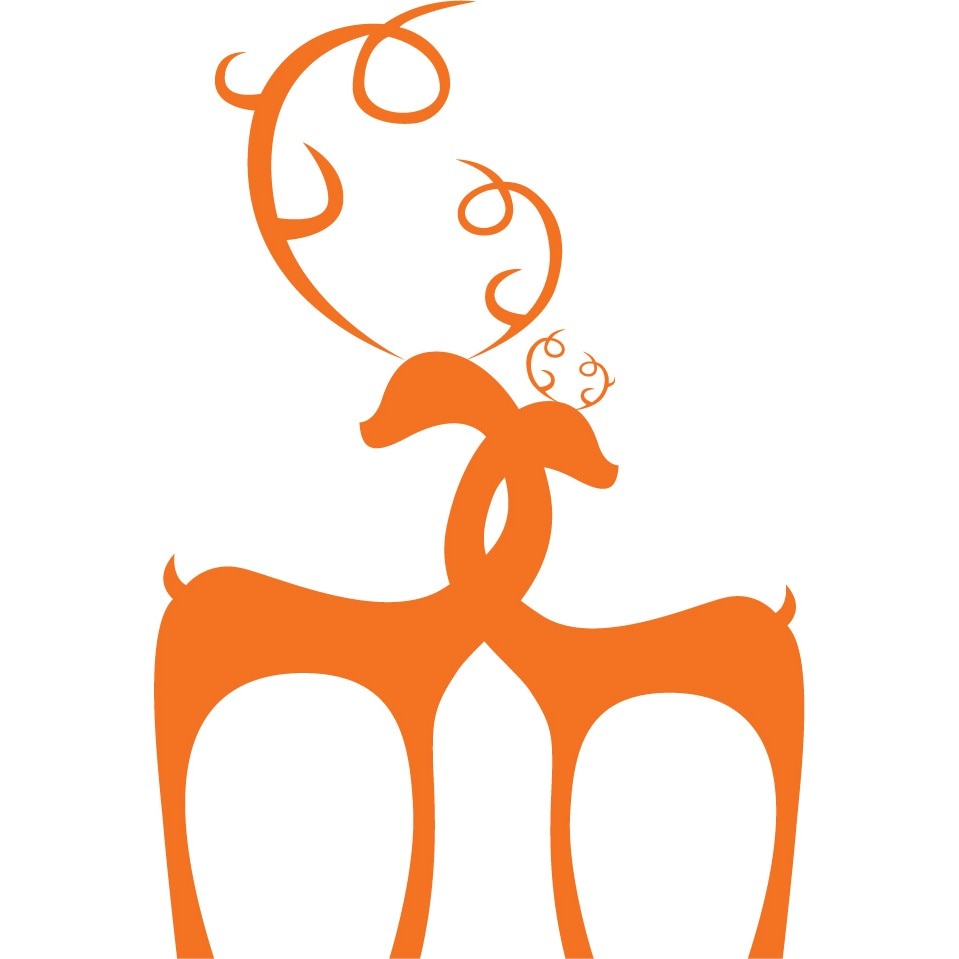 Cerbii indragostiti - Sticker Decorativ - Portocaliu - 89 x 132 cm