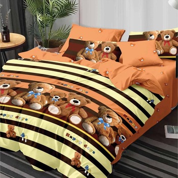 Lenjerie bumbac finet 6 piese, pentru pat mare maro JN277 Lenjerie bumbac finet 6 piese, pentru pat mare maro JN277