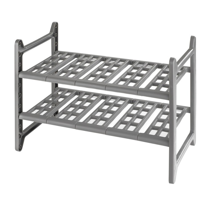 Етажерка, Разтегателна, 45 - 80 x 28 x 39 см, Пластмаса/Алуминий