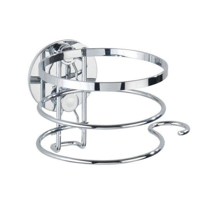 Suport inox pentru uscator de par, cu montare fara gaurire, Turbo-Loc
