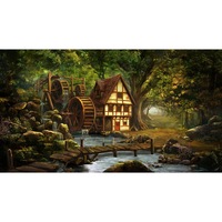 tablou canvas padure moara de apa cabana 90 x 50 cm rama lemn multicolor imagen 17_0_
0