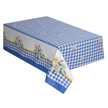 Fata de masa Albastru cu alb, bumbac, 155/300 cm, FMTR-02-300 Fata de masa Albastru cu alb, bumbac, 155/300 cm, FMTR-02-300