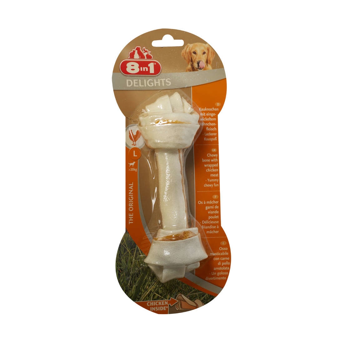 Recompense pentru Caini de talie mare 8in1 os de ros aroma pui