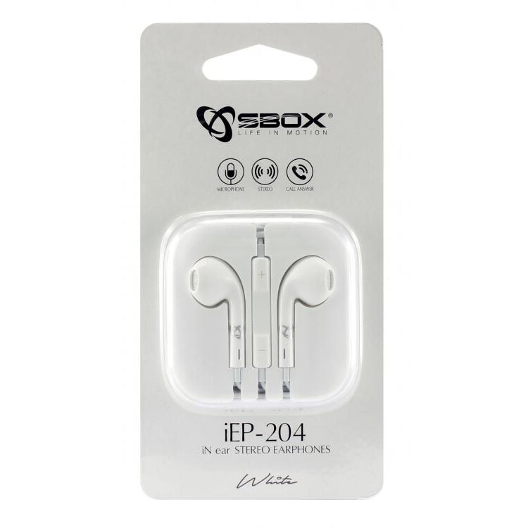 Casti, SBOX, IEP-204, Cu microfon, Alb