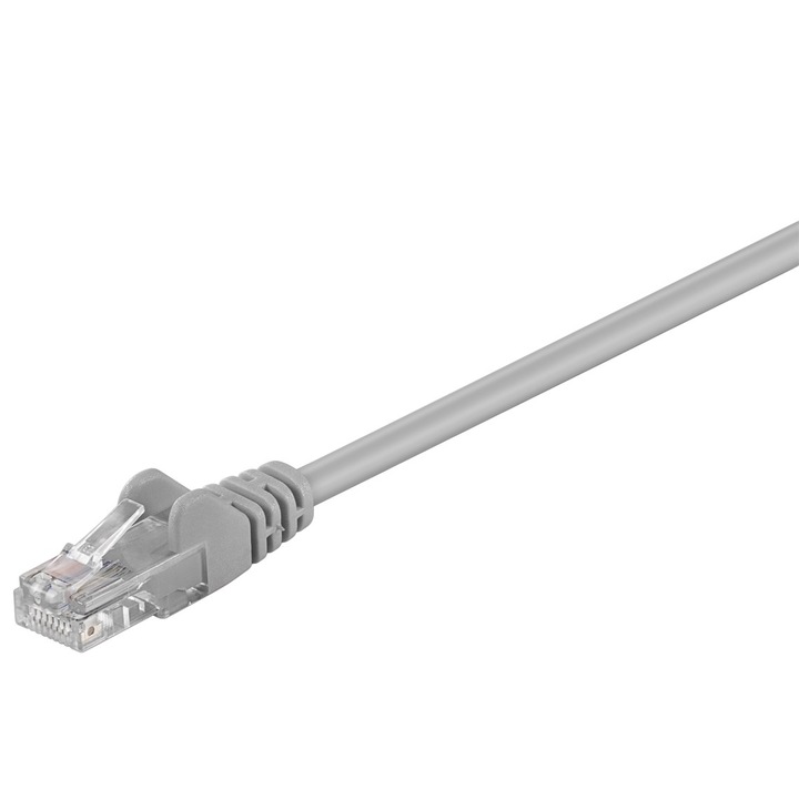 UTP kábel 50m hálózati patchcord CCA CAT5e 2x RJ45 árnyékolatlan szürke Goobay