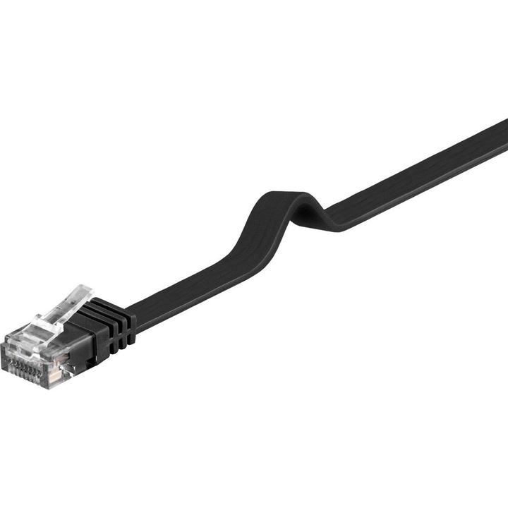 Cablu UTP CAT6 plat RJ45-RJ45 negru 2m Goobay