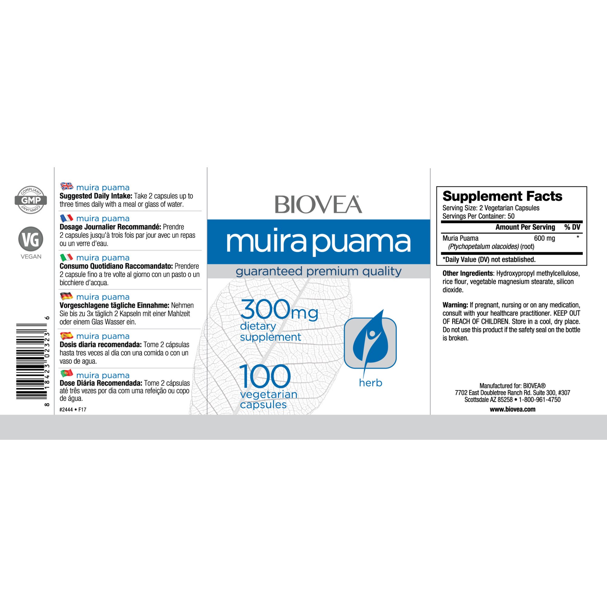 Muira Puama, 300 mg, 100 kapszula, Biovea eMAG.hu