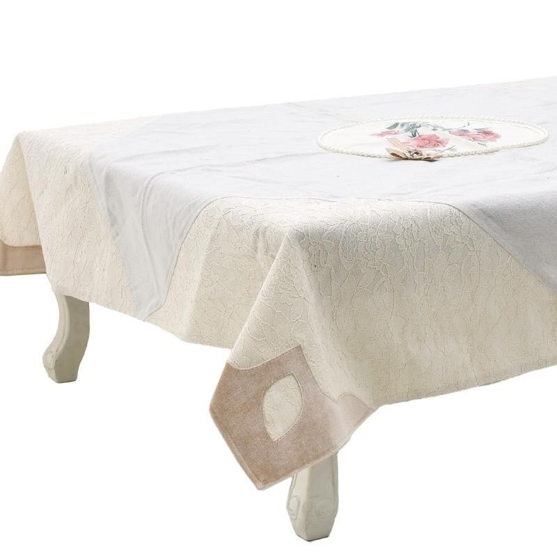 Fata de masa decor Flowers 120 x 120cm, culoare crem, Inart