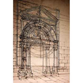 Tablou canvas vintage, schita portal gotic 70x50 cm Tablou canvas vintage, schita portal gotic 70x50 cm