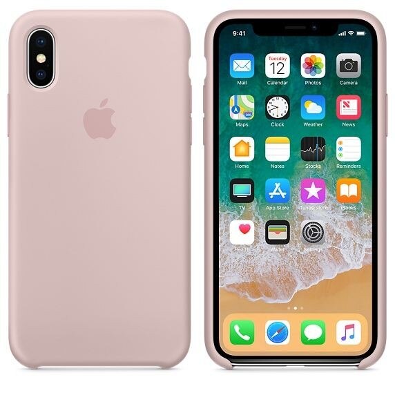 Husa de protectie Apple pentru iPhone X, Silicon, Pink Sand