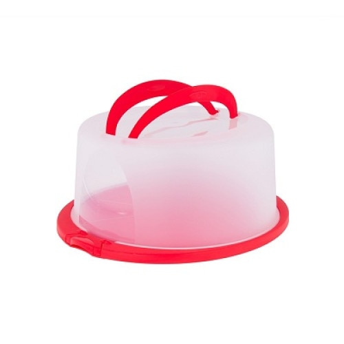 Suport tort rotund cu capac si maner Sterk, transparent-rosu