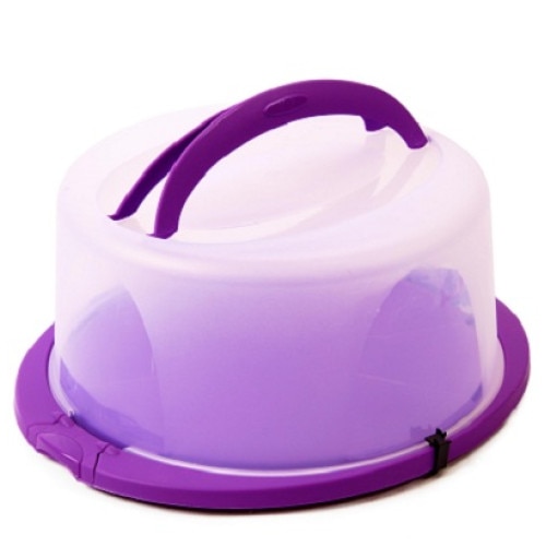 Suport tort rotund cu capac si maner Sterk, transparent-mov