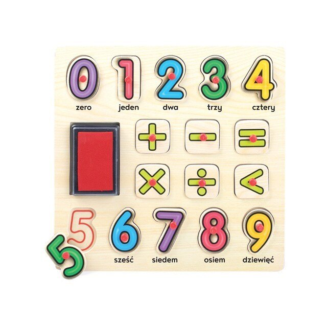 Puzzle Brimarex din lemn, 1573797, Cifre, 16 elemente