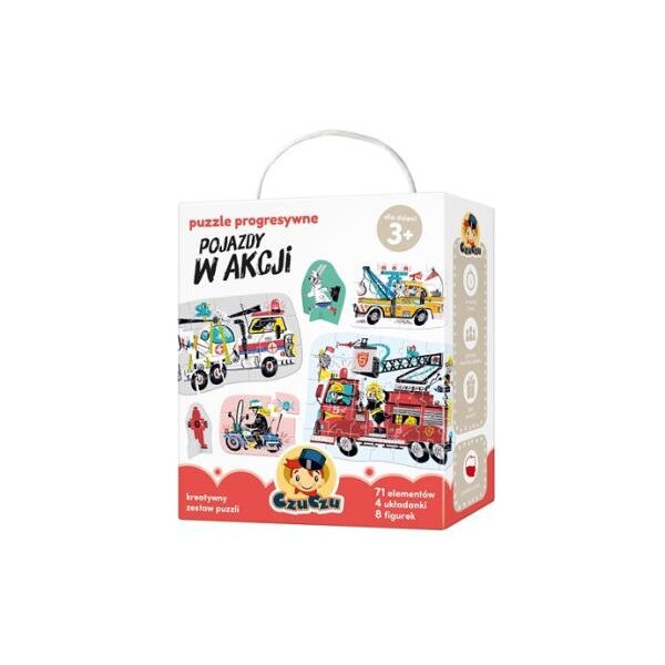Puzzle progresiv Czuczu, Vehicule in actiune, 71 piese
