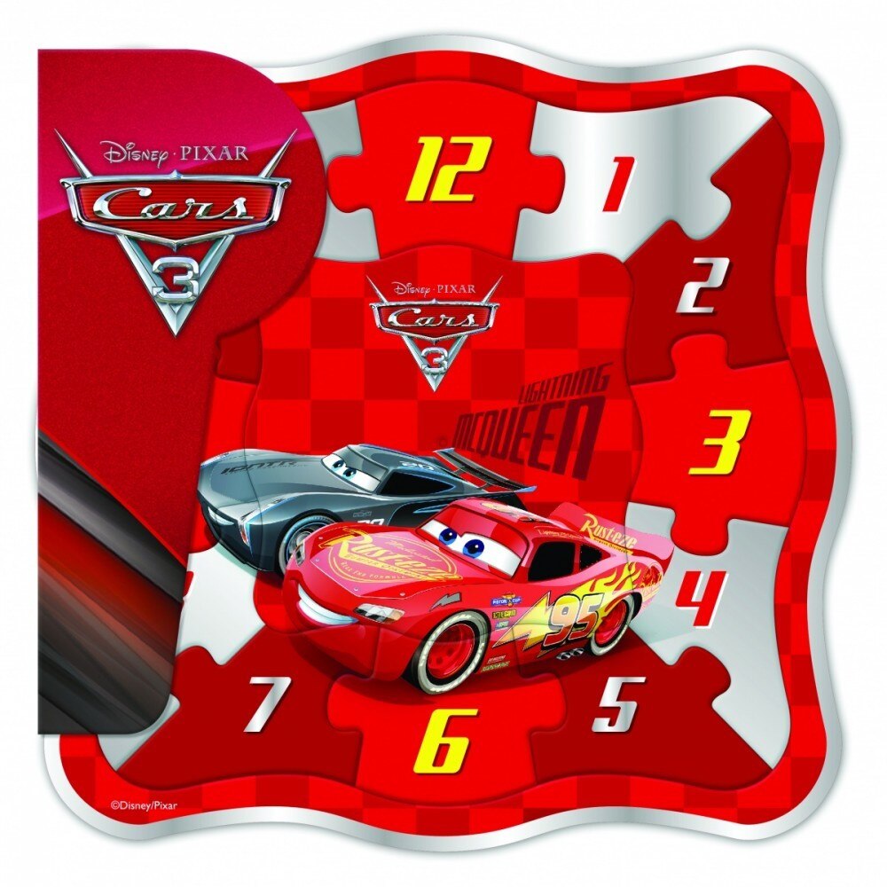 Puzzle Brimarex din lemn, 1576163, Ceas Cars 3, 12 elemente
