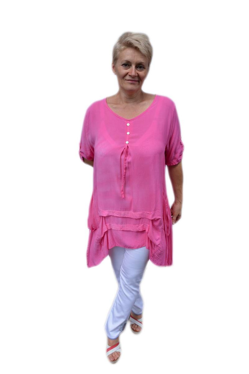 Bluza casual ,asimetrica,design de buzunare ,D&J Exclusive, Roz