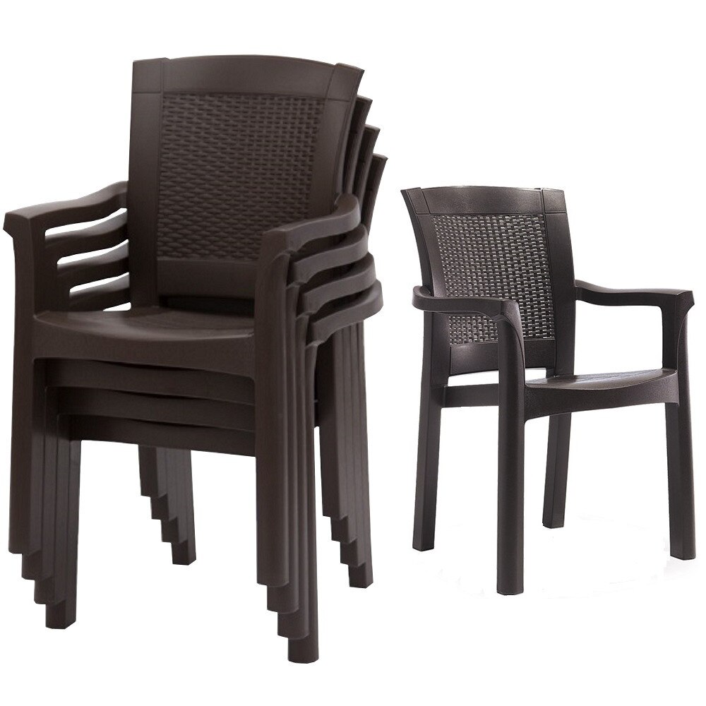 Set 4 scaune ROMA RATTAN culoare cafea D60xH90xW57xSH45cm polipropilen/fibra sticla