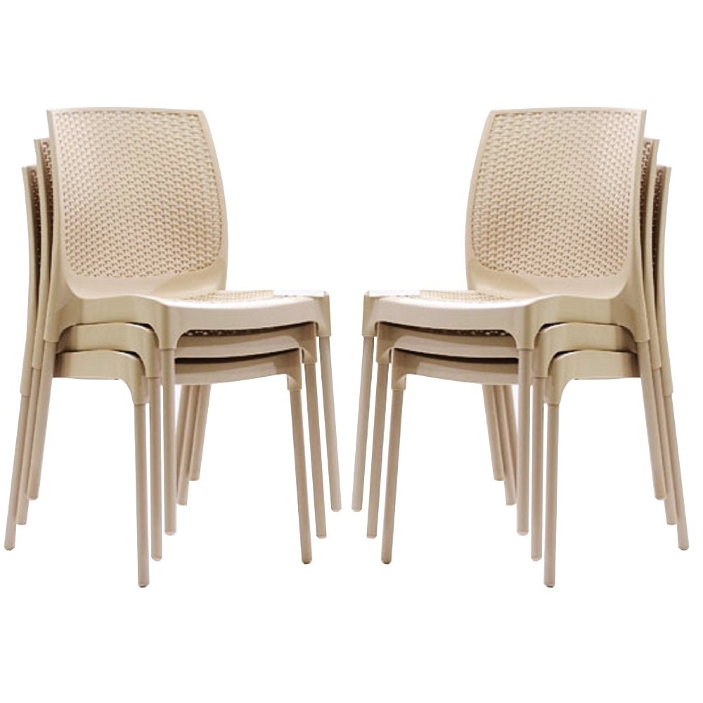 Set 6 scaune gradina SUNNY RATAN culoare capucino D56xH84xW45xSH45cm polipropilen/fibra sticla