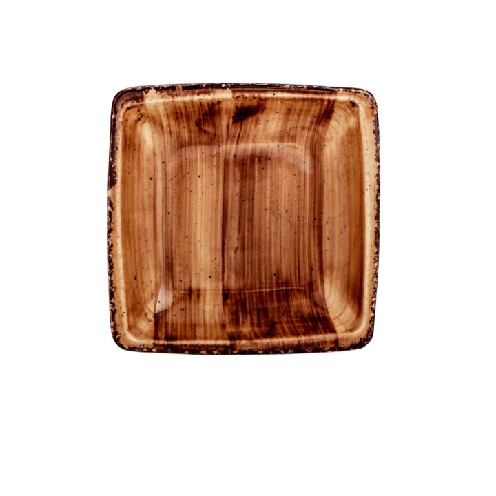 Farfurie patrata supa GURAL colectia BROWN 19x19cm