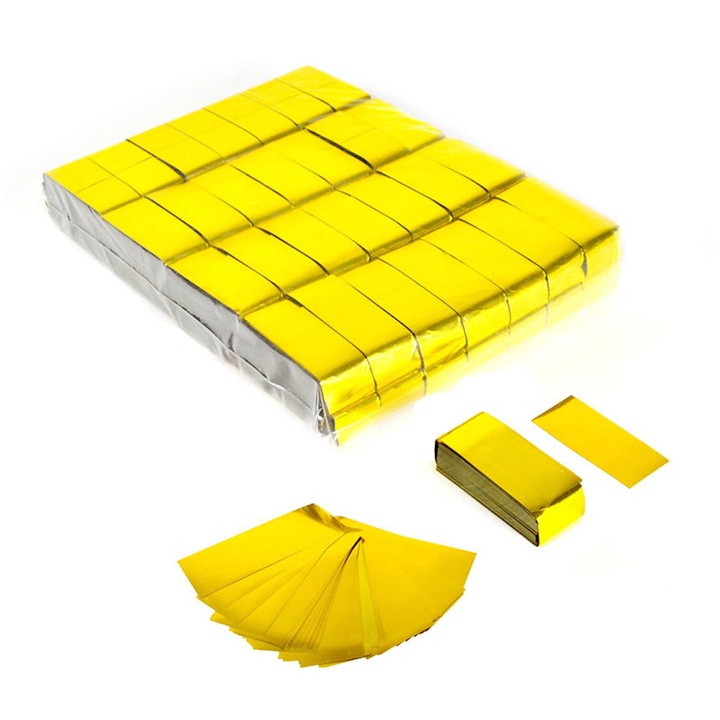 Punga de 1Kg cu confetti metalice OH!Fx 2x5 cm, vrac, auriu