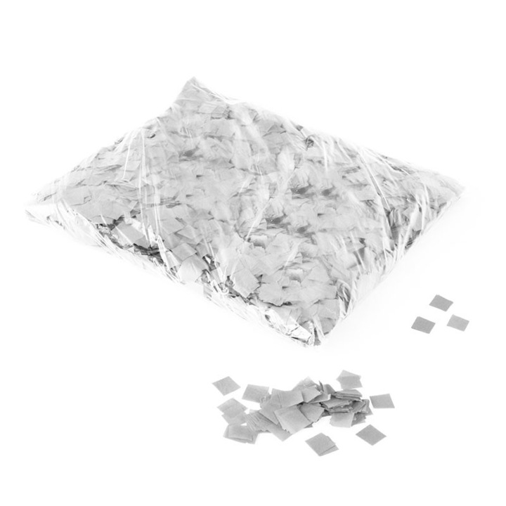 Punga de 1Kg cu confetti OH!Fx patrate 17 mm alb