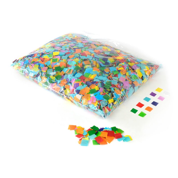Punga de 1Kg cu confetti OH!Fx patrate 17 mm multicolor
