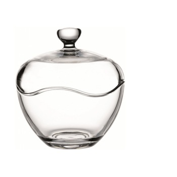 Bomboniera din sticla cu capac de culoare transparenta Toscana Bomboniera din sticla cu capac de culoare transparenta Toscana