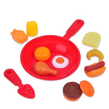 Set de bucatarie tigaie rosie cu alimente pentru copii ATS multicolor pentru copii plus spatula, ATS Set de bucatarie tigaie rosie cu alimente pentru copii ATS multicolor pentru copii plus spatula, ATS