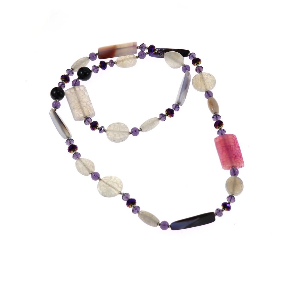 Colier IJOO cu mix de agate si cristale fashion