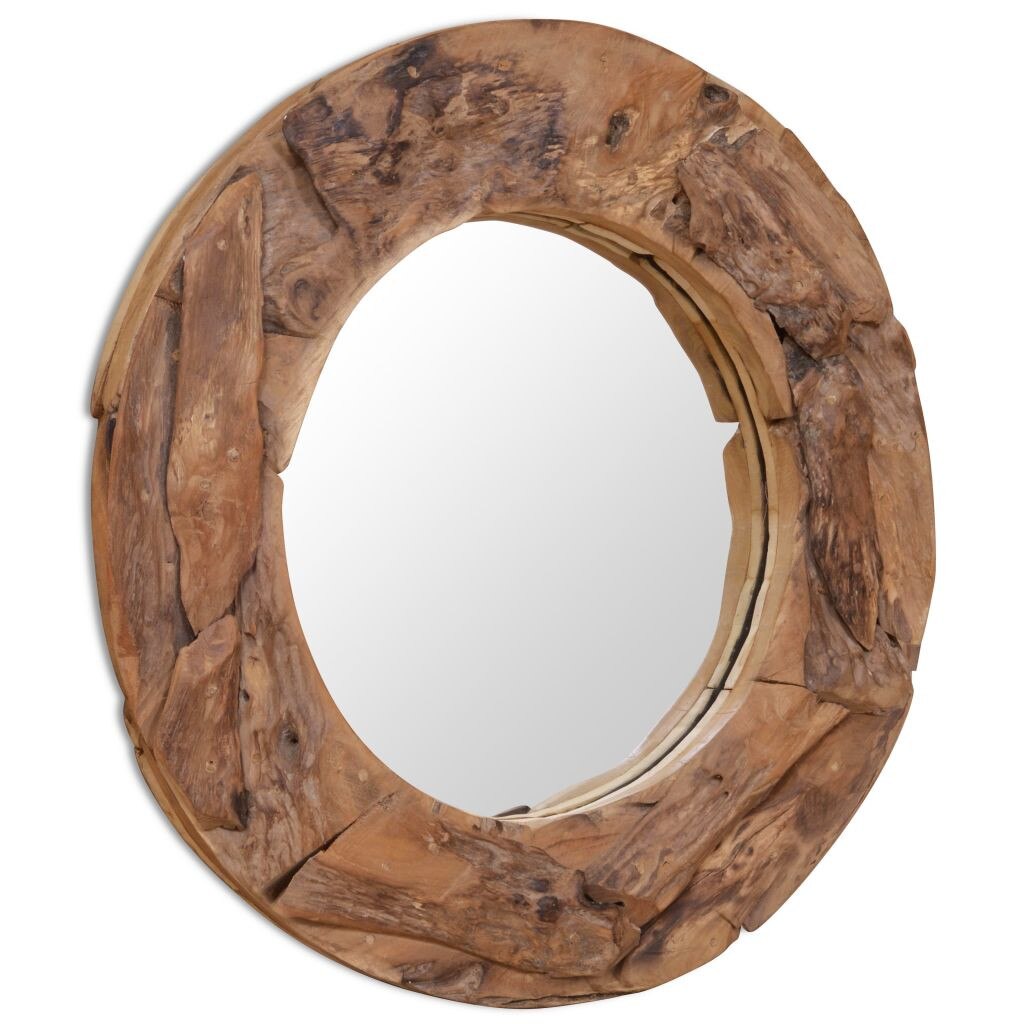 Oglinda decorativa, vidaXL, din lemn de tec, maro