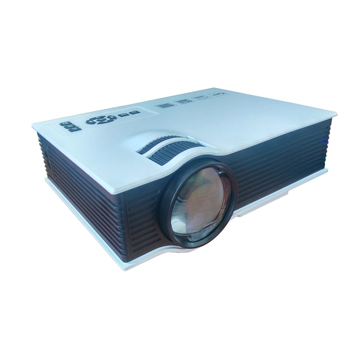 LED видео проектор, домашно кино, USB, HDMI, SD, AV 3 в 1, Alb